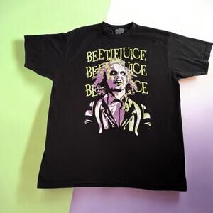 Beetlejuice Graphic T-Shirt Mens XL Black Goth Horror Movie Streetwear Y2K Core